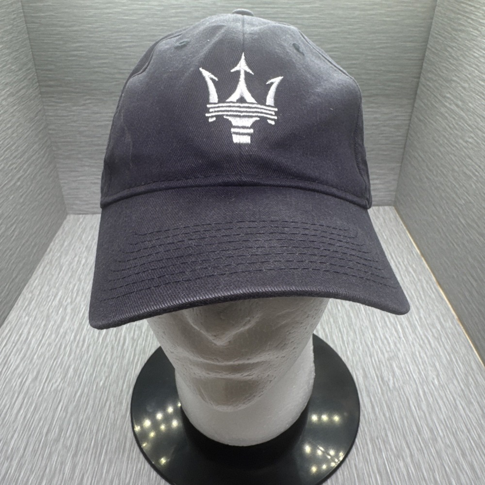 Maserati Navy‎ Blue Embroidered Trident Baseball Cap Fitted Hat Size M/L